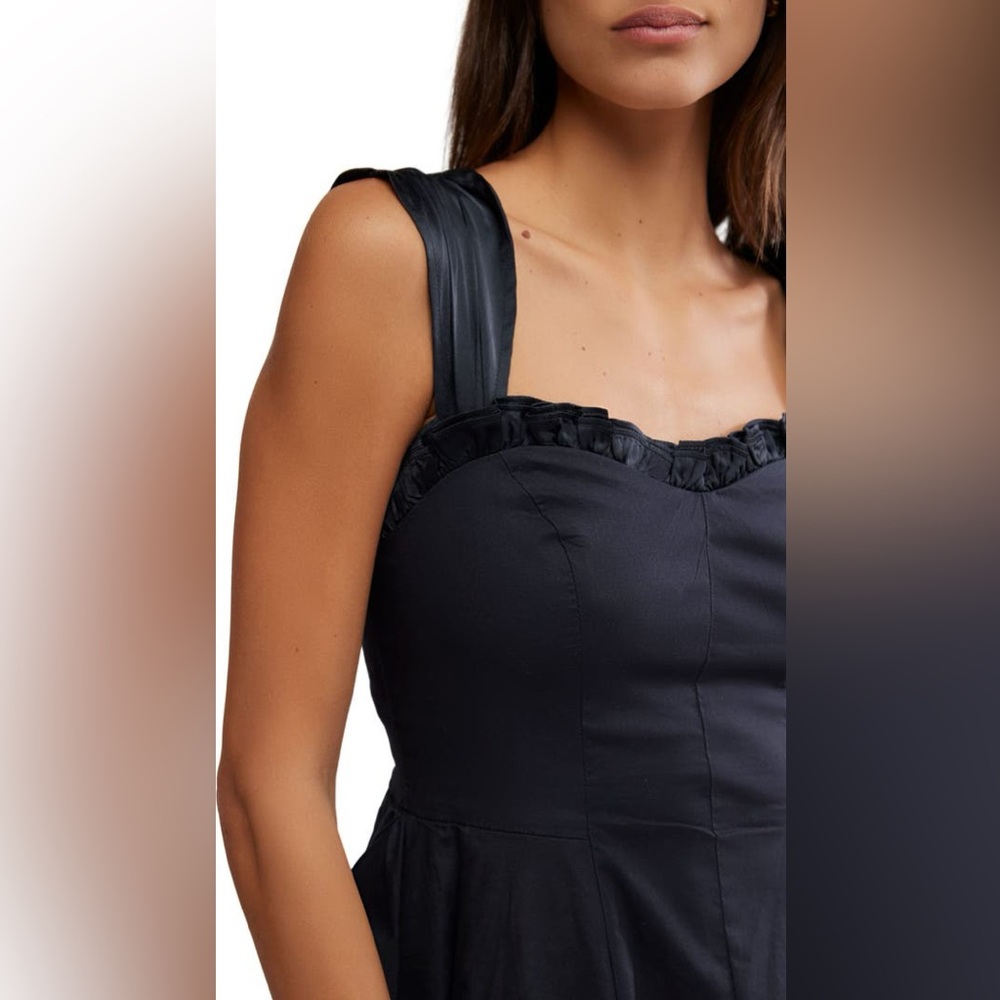 NEW Free People Midnight Magic Stretch Cotton Fit & Flare Black Mini Dress XL - Picture 3 of 11